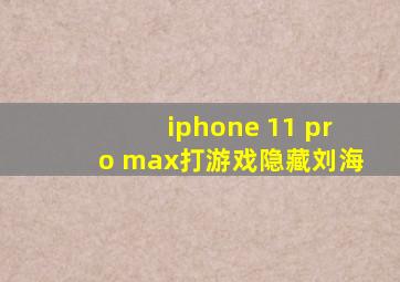 iphone 11 pro max打游戏隐藏刘海